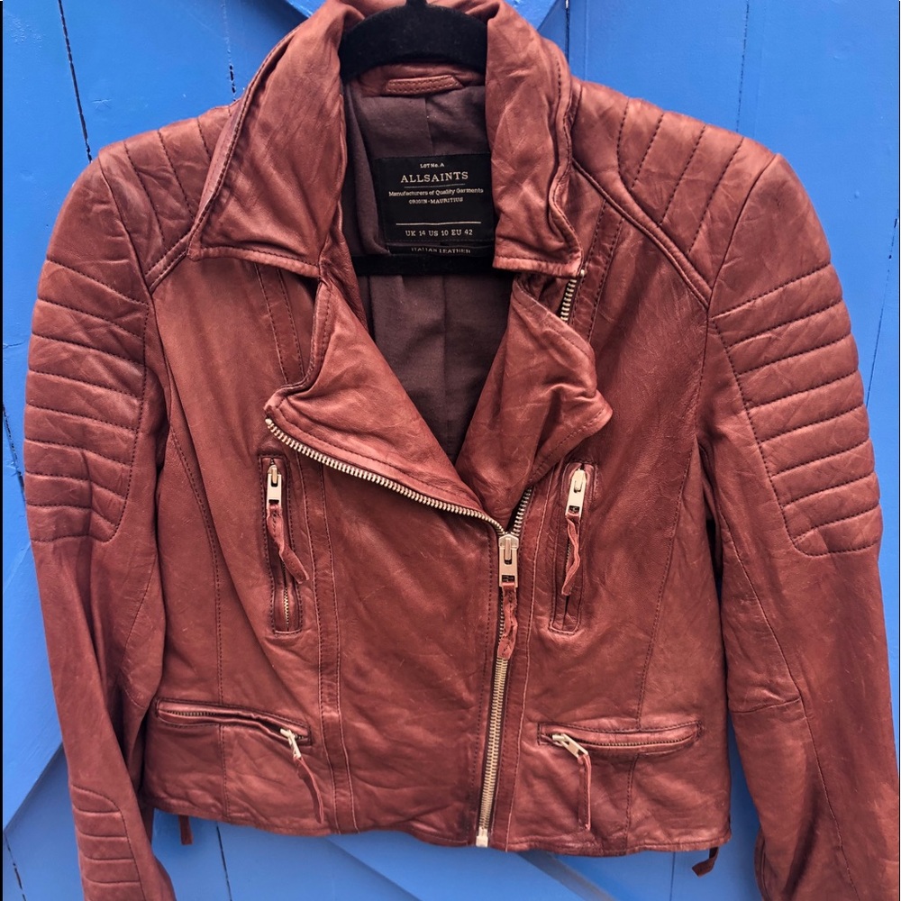 All Saints Oxblood leather jacket
